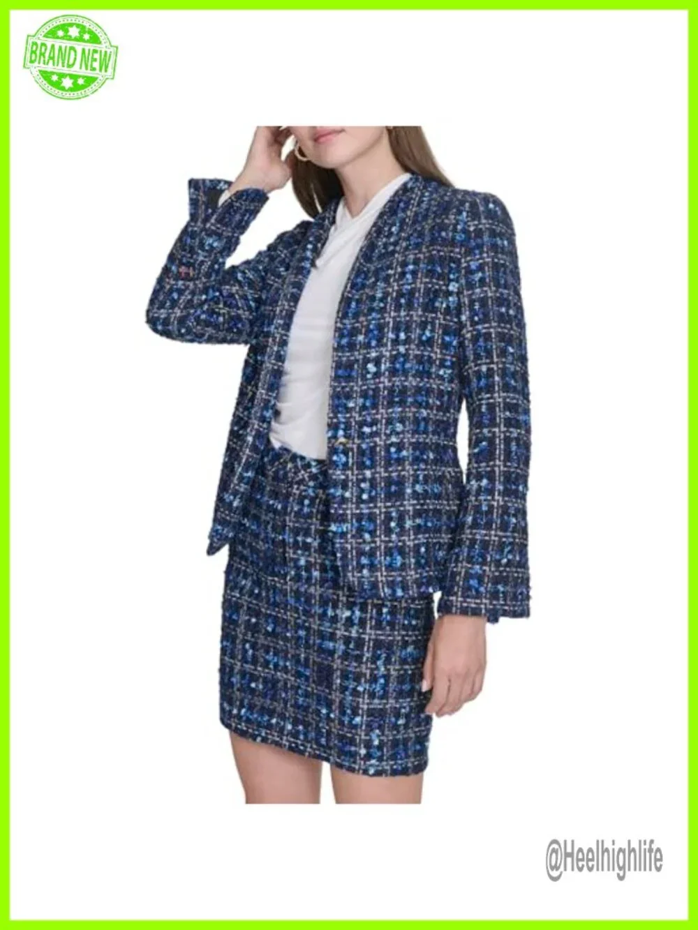 Embellished Tweed Chain Belted Blazer Blazer Suiting Women's Suit Jacket